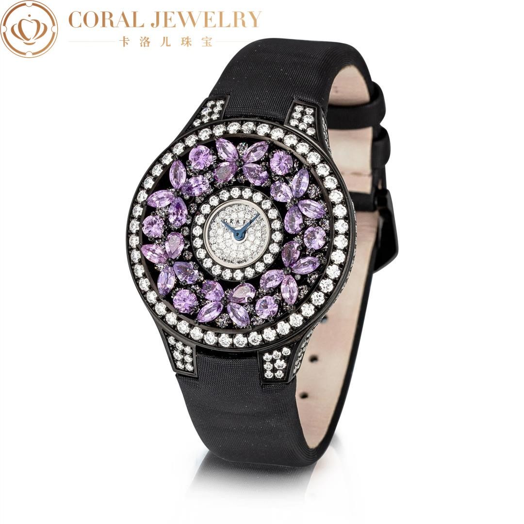 Graff Classic Butterfly Watch Limited Edition Blackened Gold, Purple Sapphire and Diamond-Set Wristwatch BF32BGVSD 5