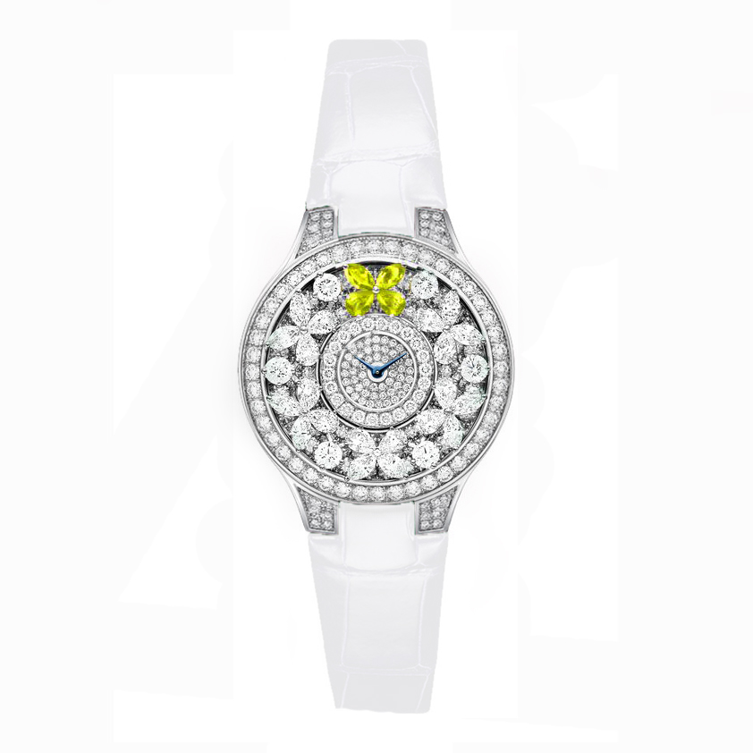 Graff Classic Butterfly Watch White Diamond Yellow Diamonds Coral (1)