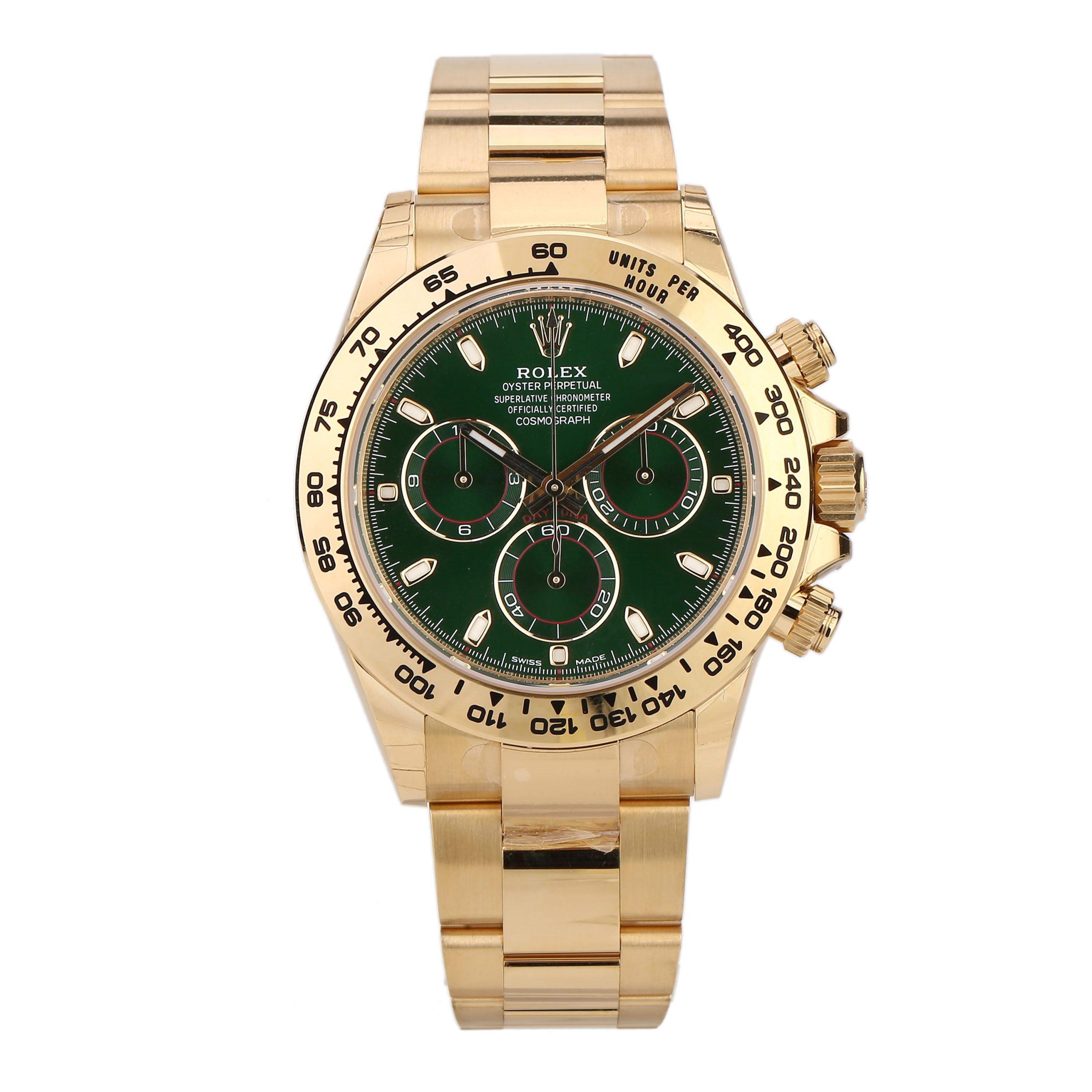 Rolex Cosmograph Daytona Green Dial 18k Gold Watch M116508-0013