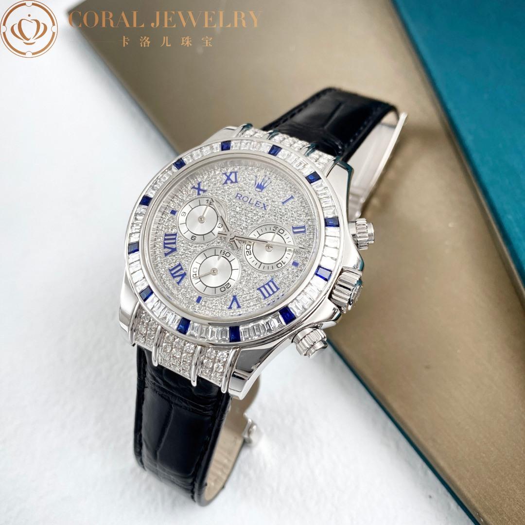 Rolex Cosmograph Daytona Paved Diamond Roman Dial, White Gold, Blue 116599-12 SA