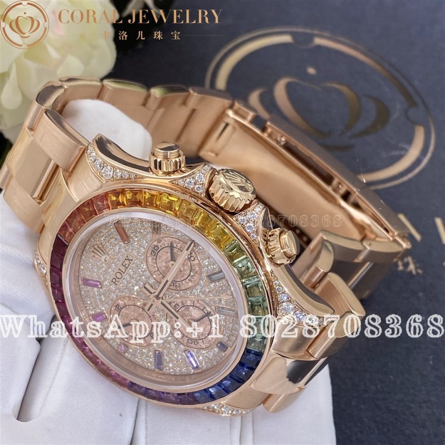 Rolex Cosmograph Daytona Rainbow Custom Diamonds Rose Gold 116595rbow 0004 (3)