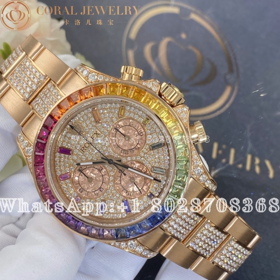 Rolex Cosmograph Daytona Rainbow Pave Rose Gold 116595rbow 0002 Coral (14)