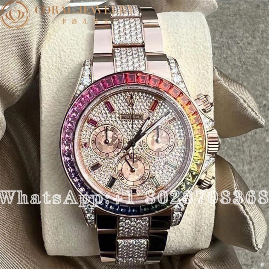 Rolex Cosmograph Daytona Rainbow Pave Rose Gold 116595rbow 0002 Coral (6)