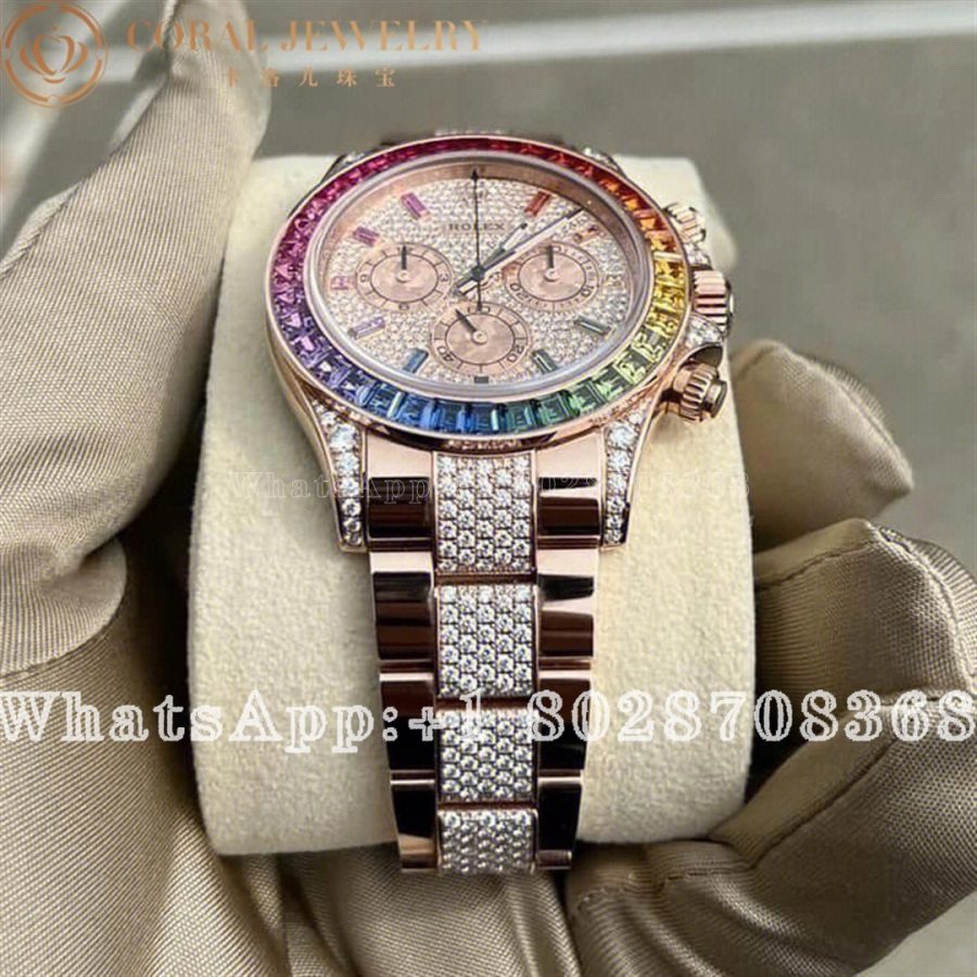 Rolex Cosmograph Daytona Rainbow Pave Rose Gold 116595rbow 0002 Coral (7)