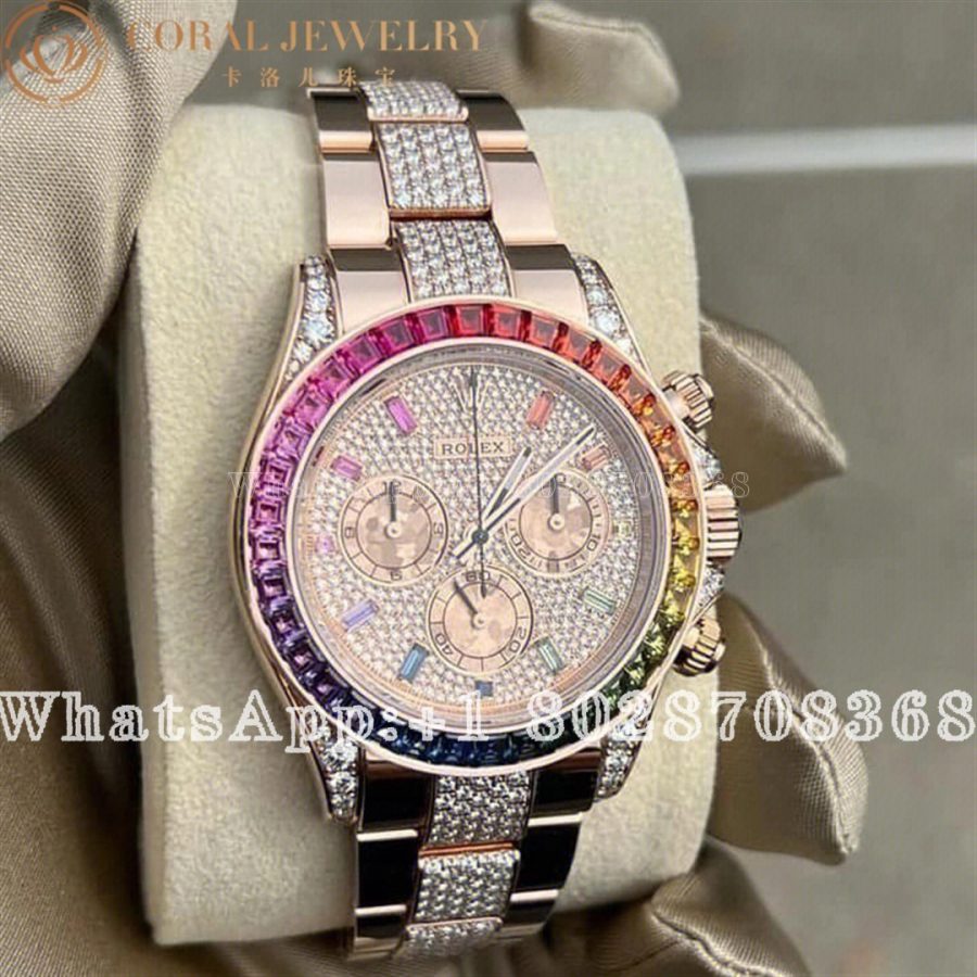 Rolex Cosmograph Daytona Rainbow Pave Rose Gold 116595rbow 0002 Coral (8)