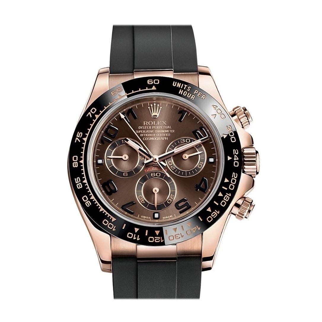 Rolex Cosmograph Daytona Chocolate And Black Dial Oysterflex Strap Mens Everose Watch 116515ln 116515