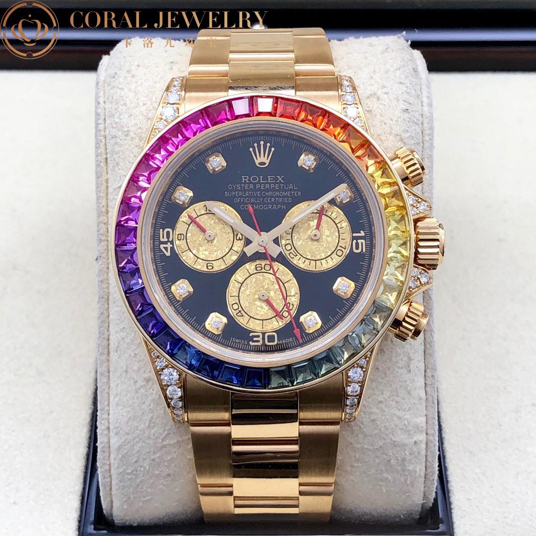 Rolex Cosmograph Daytona Rainbow Black Dial Yellow Gold 116598 RBOW