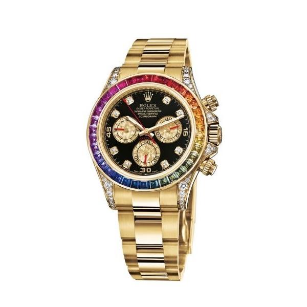 Rolex Cosmograph Daytona Rainbow Black Dial Yellow Gold 116598 RBOW