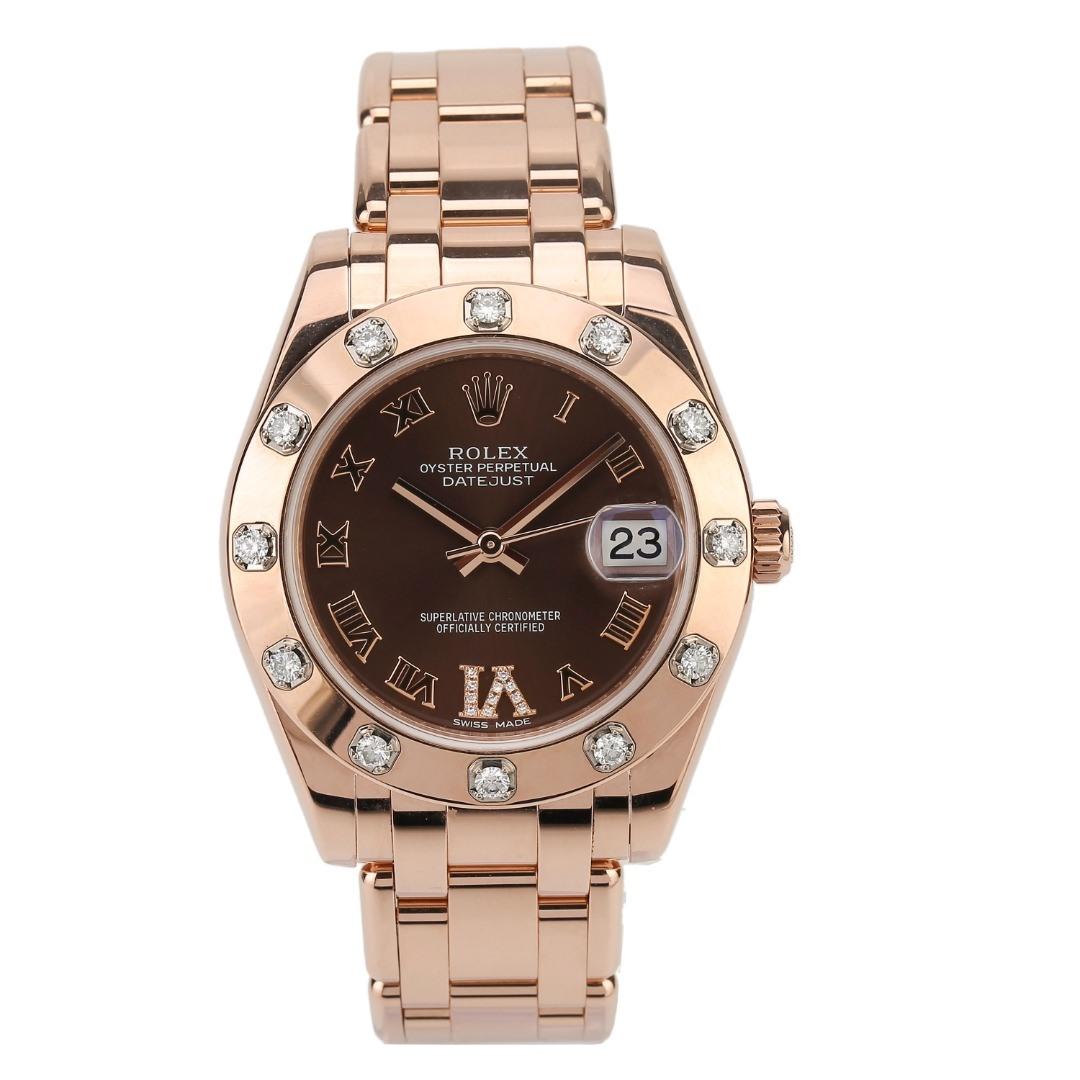 Rolex Datejust Pearlmaster 34 Everose Gold Chocolate Roman 81315