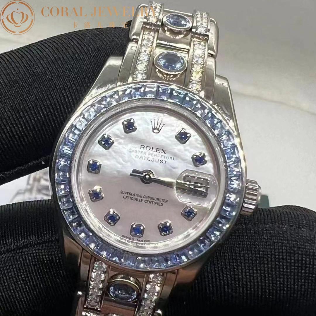 Rolex Pearlmaster Datejust White Gold MOP Dial Diamond Ladies Watch 80309 SAC