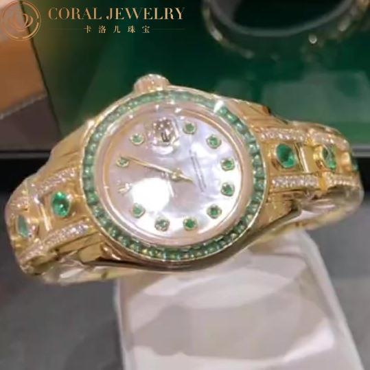 Rolex Pearlmaster Pearl Master Lady's Datejust Diamond & Emerald Yellow Gold