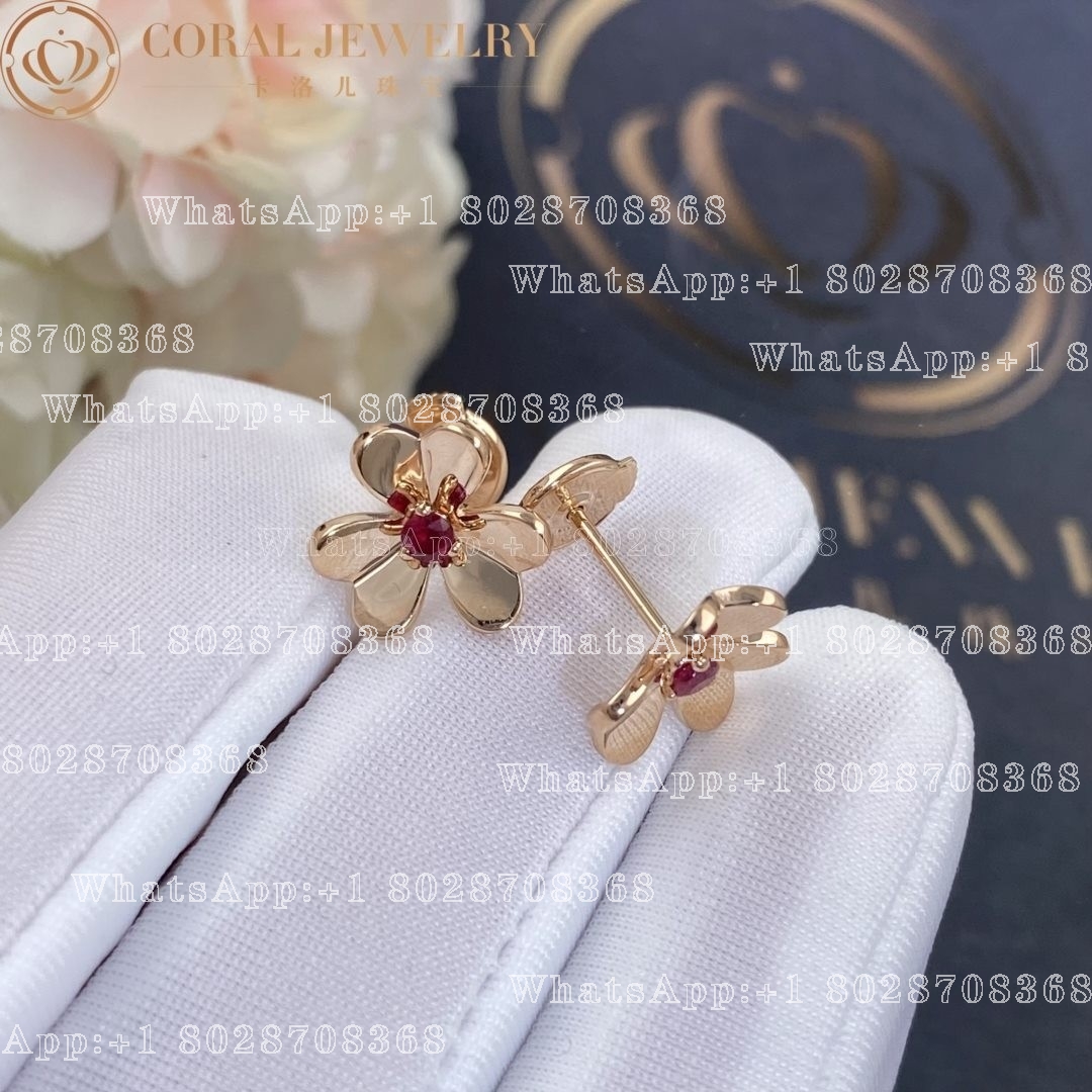 Van Cleef & Arpels Frivole earrings, mini model Rose gold, Ruby VCARP7SA00