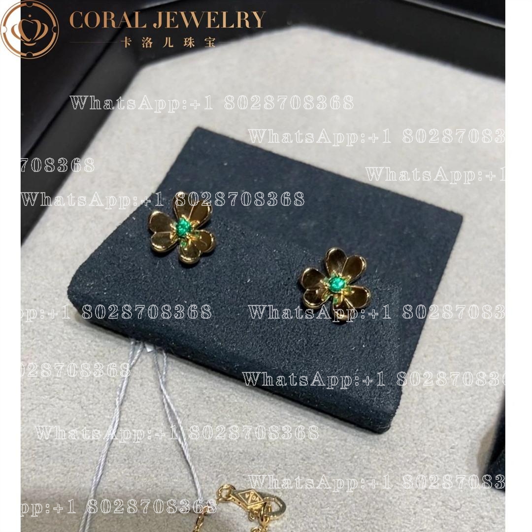 Van Cleef & Arpels Frivole earrings, mini model Yellow gold, Emerald VCARP7SD00