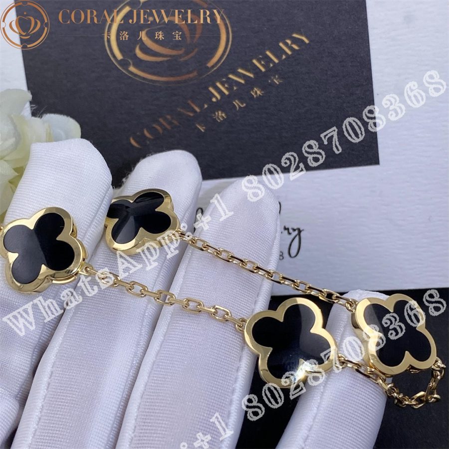 Van Cleef Arpels Pure Alhambra Bracelet 4 Motifs Yellow Gold Onyx Vcarb13400 Cora (1)