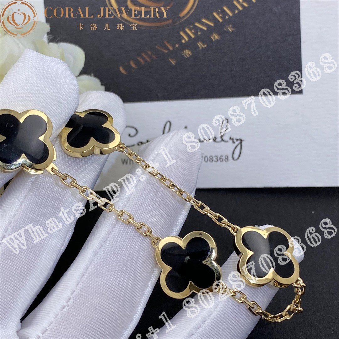 Van Cleef Arpels Pure Alhambra Bracelet 4 Motifs Yellow Gold Onyx Vcarb13400 Cora (2)