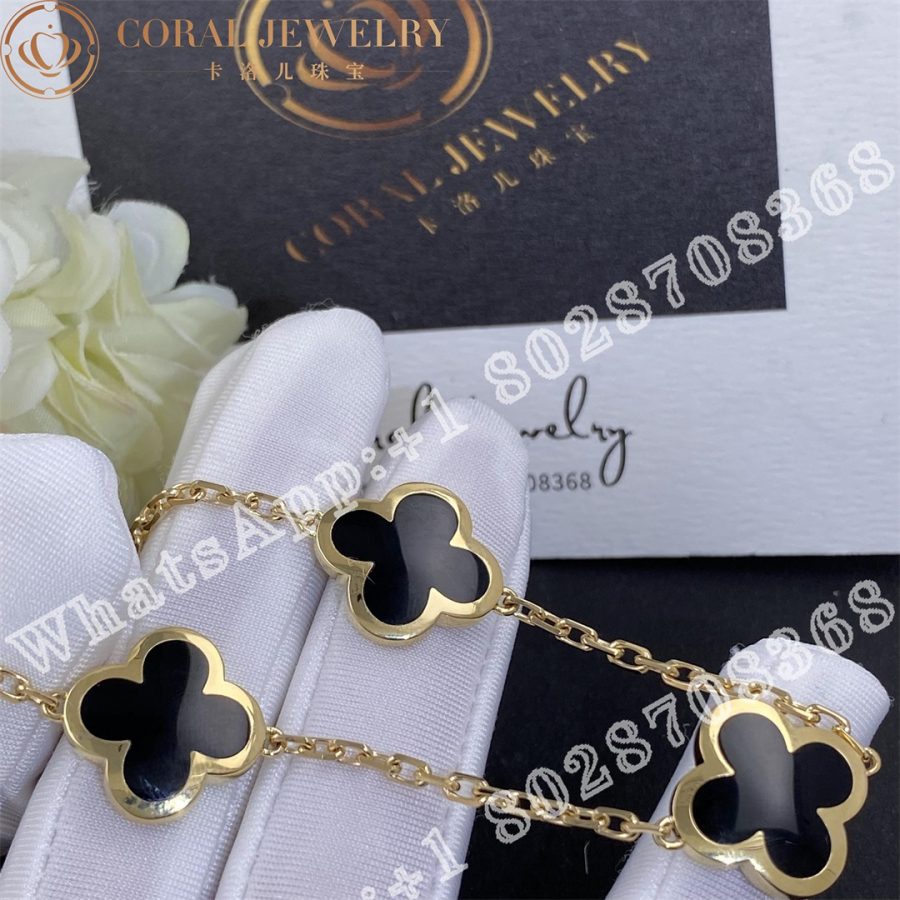 Van Cleef Arpels Pure Alhambra Bracelet 4 Motifs Yellow Gold Onyx Vcarb13400 Cora (4)