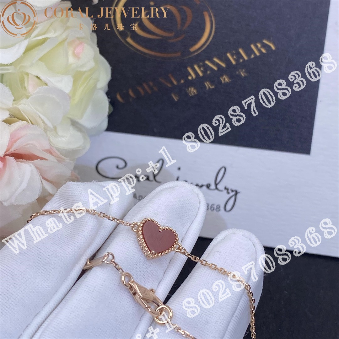 Van Cleef Arpels Sweet Alhambra Heart Bracelet Rose Gold Carnelian Vcarn59l00 Coral (1)