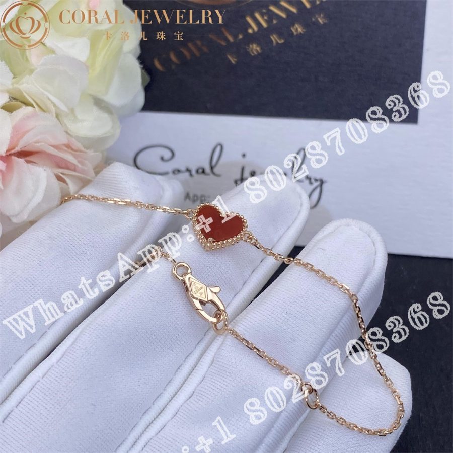 Van Cleef Arpels Sweet Alhambra Heart Bracelet Rose Gold Carnelian Vcarn59l00 Coral (3)