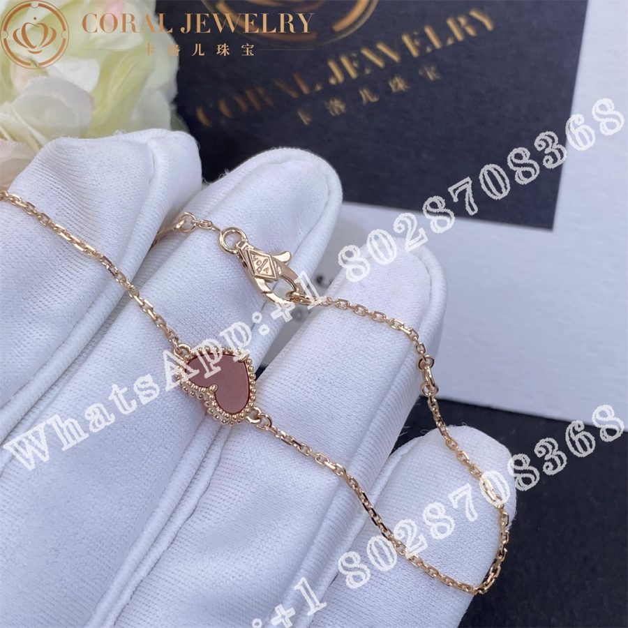 Van Cleef Arpels Sweet Alhambra Heart Bracelet Rose Gold Carnelian Vcarn59l00 Coral (6)