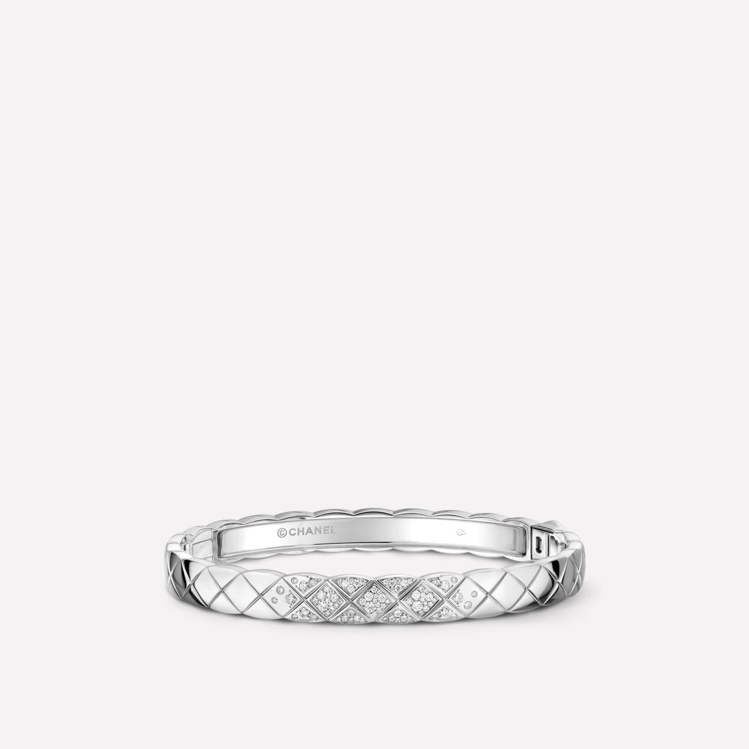 Chanel Coco Crush Bracelet Quilted Motif, 18k White Gold, Diamonds J11162