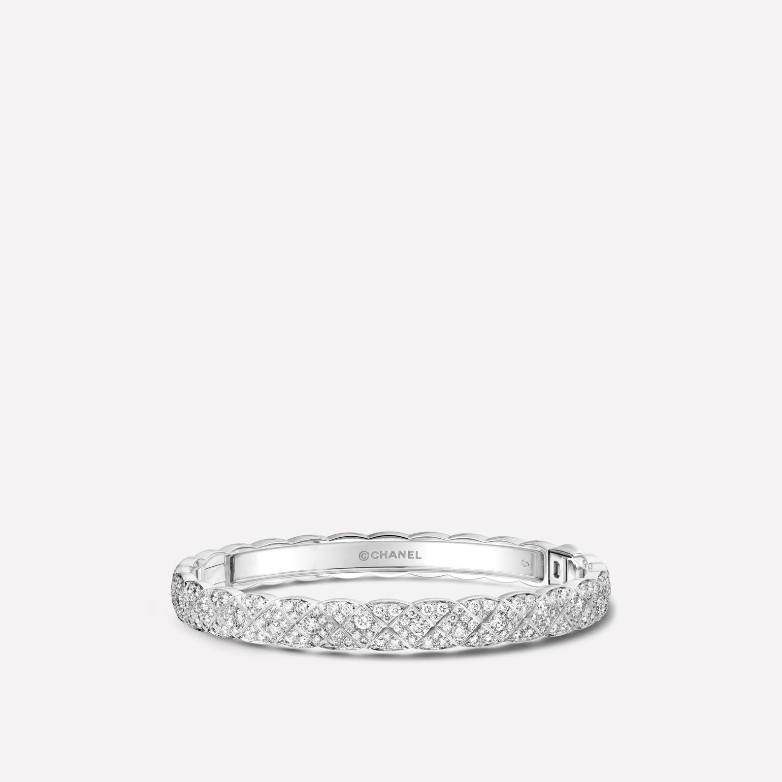 Chanel Coco Crush Bracelet Quilted Motif, 18k White Gold, Diamonds J11903