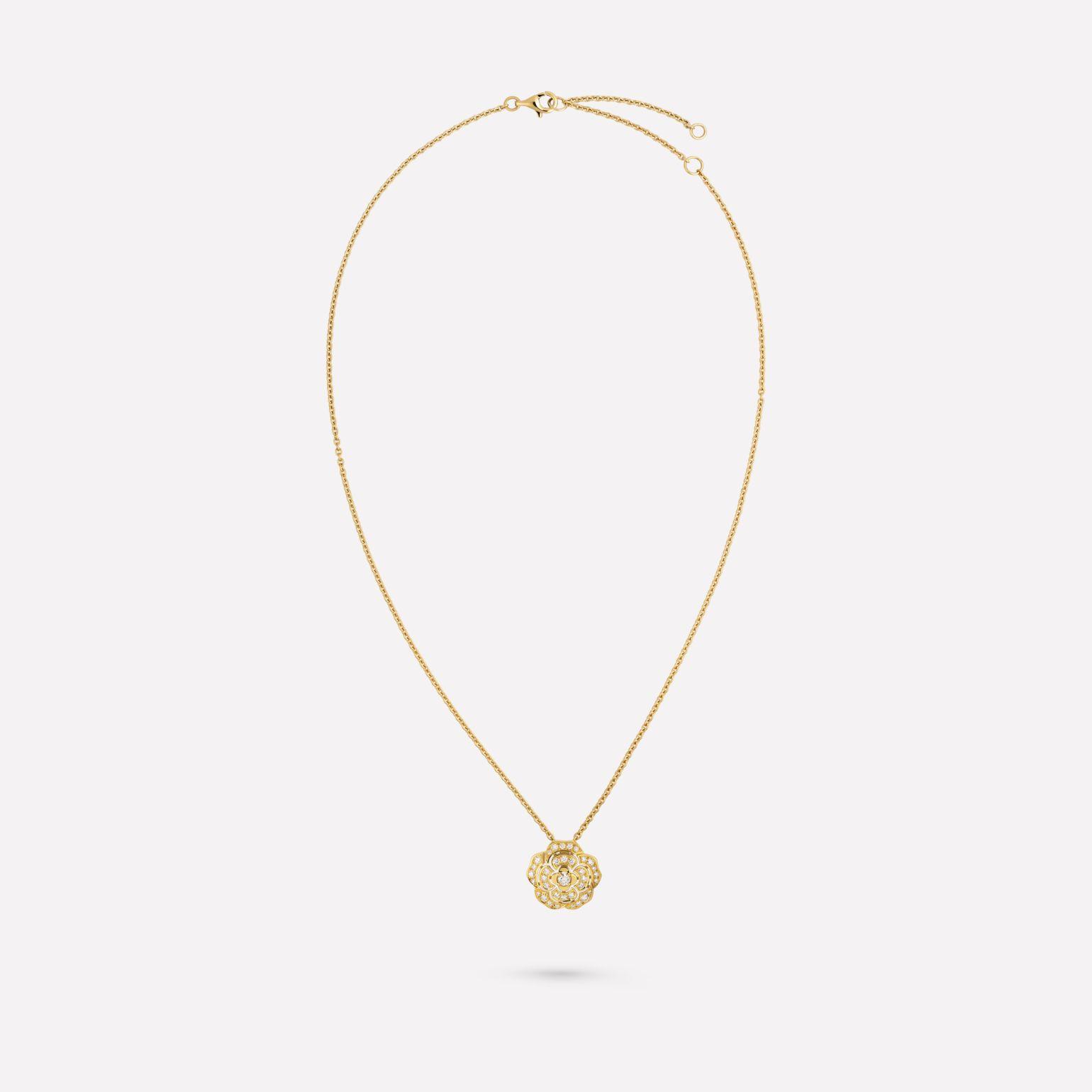 Chanel Bouton de Camélia necklace 18k Yellow Gold, Diamonds J12037