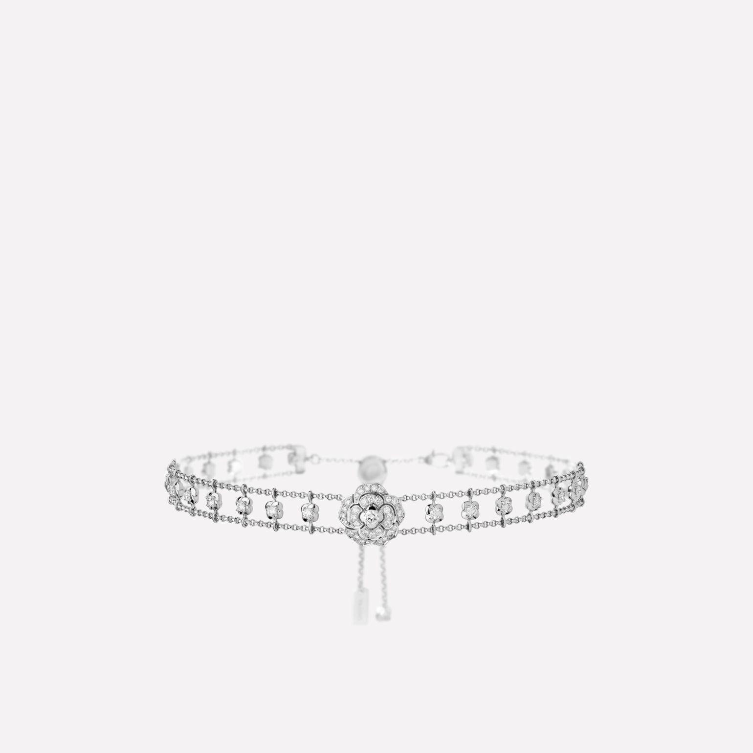 Chanel Bouton de Camélia Necklace 18k White Gold, Diamonds J12063