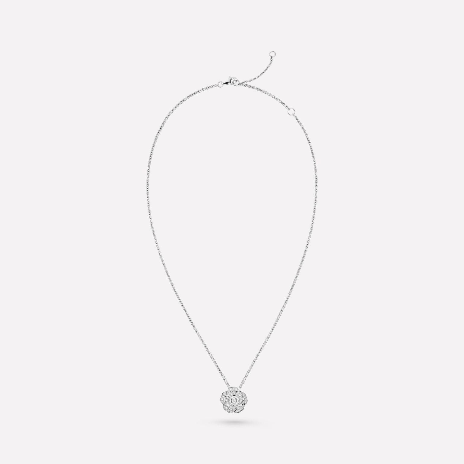 Chanel Bouton de Camélia Necklace 18k White Gold, Diamonds J12071