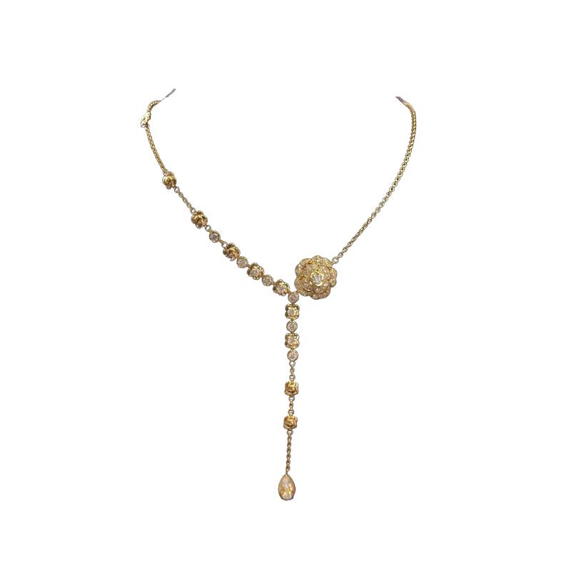 Chanel Bouton de Camélia Necklace 18k Yellow Gold, Diamonds J12058