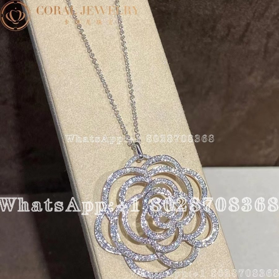 Chanel Camelia Ajoure Necklace 18k White Gold Diamonds J3010 Cora (3)