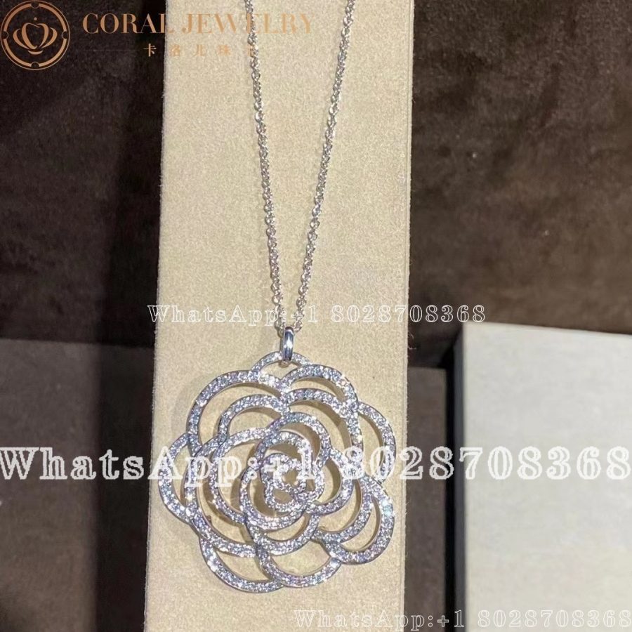 Chanel Camelia Ajoure Necklace 18k White Gold Diamonds J3010 Cora (4)