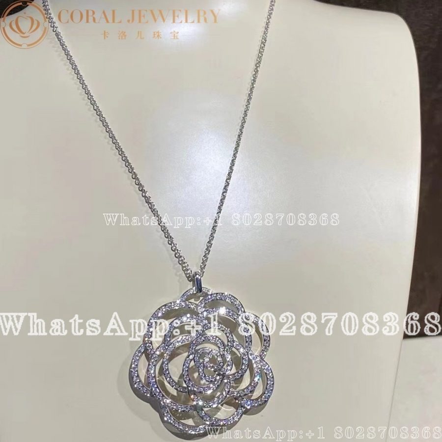 Chanel Camelia Ajoure Necklace 18k White Gold Diamonds J3010 Cora (5)