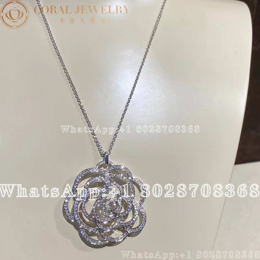 Chanel Camelia Ajoure Necklace 18k White Gold Diamonds J3010 Cora (6)