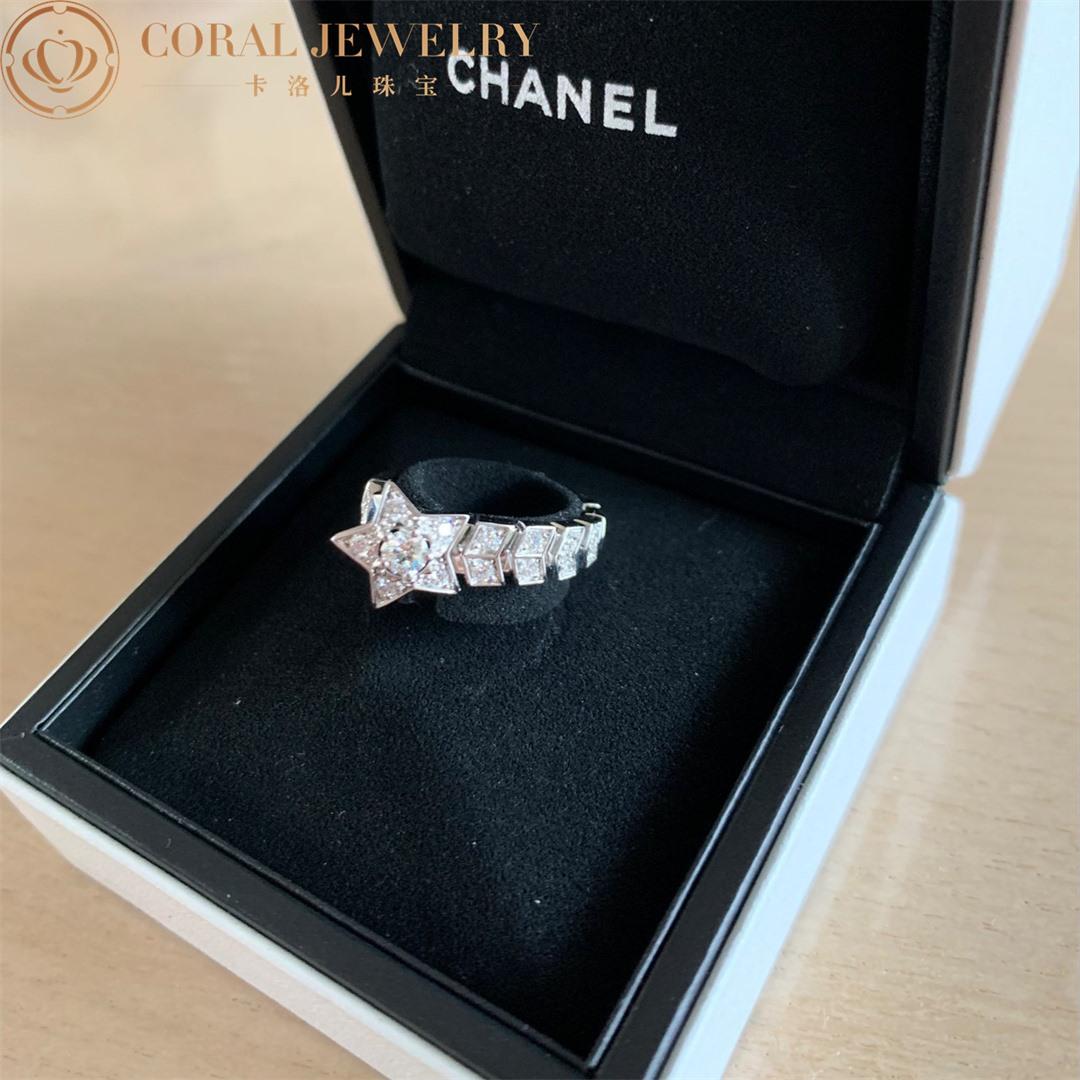 Chanel Comète Chevron Ring 18k White Gold, Diamonds J11457