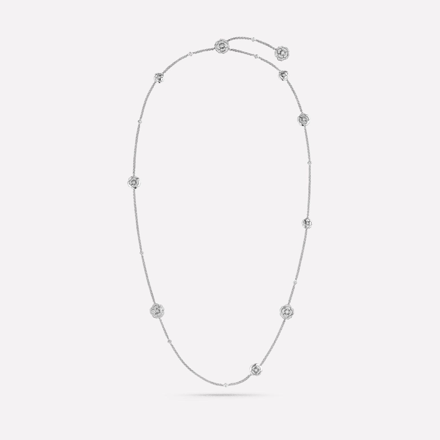 Chanel Les infinis de Camélia Necklace 18k White Gold, Diamonds J11876