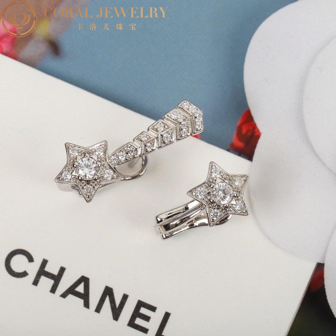 Chanel Comète Chevron Earrings 18k White Gold, Diamonds J11464