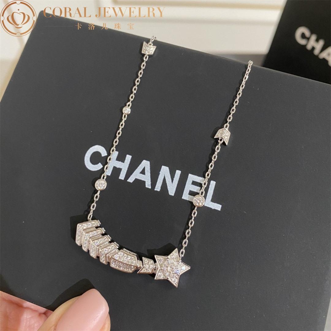 Chanel Comète Chevron transformable necklace 18k White Gold, Diamonds J11934