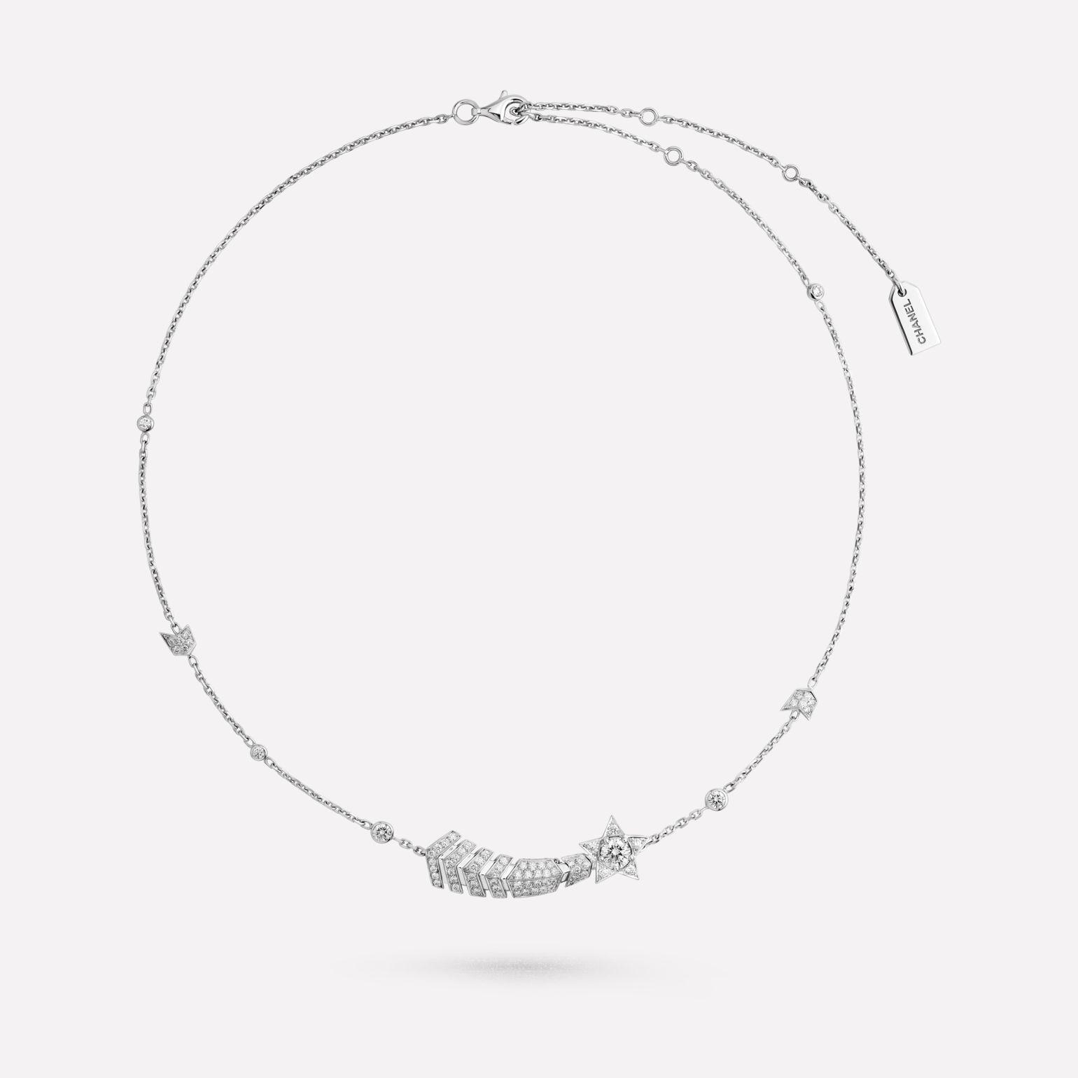 Chanel Comète Chevron transformable necklace 18k White Gold, Diamonds J11934