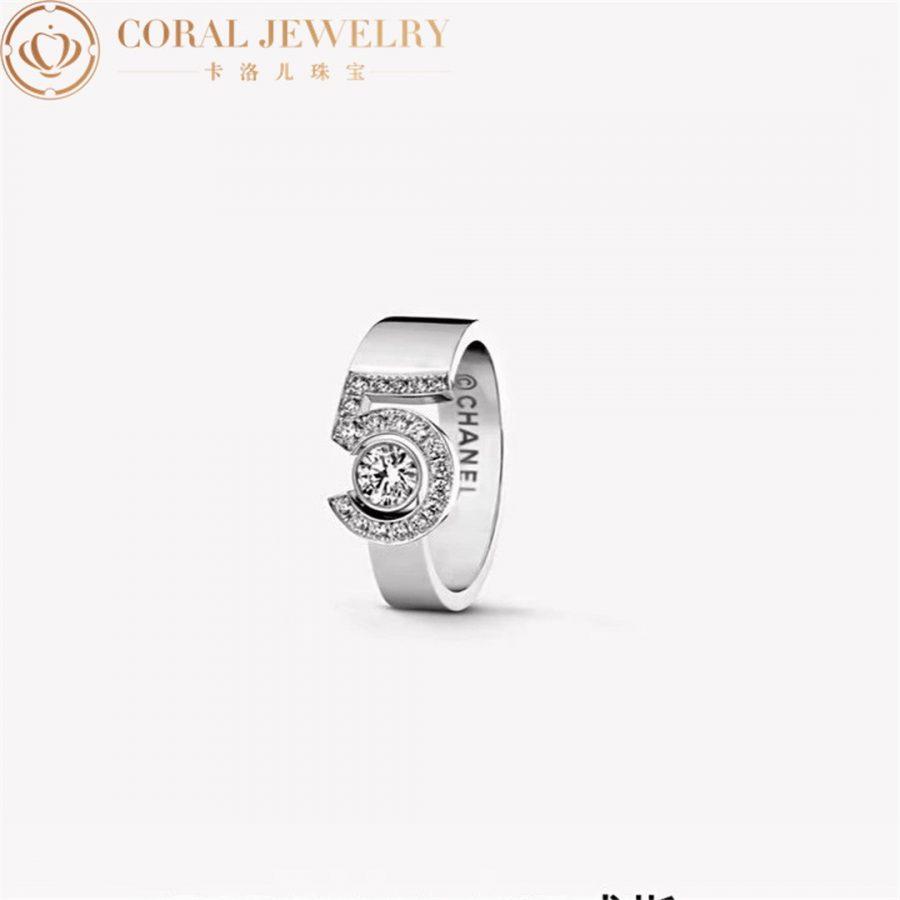 Chanel Eternal N5 Ring 18k White Gold Diamonds J12002 Coral (9)