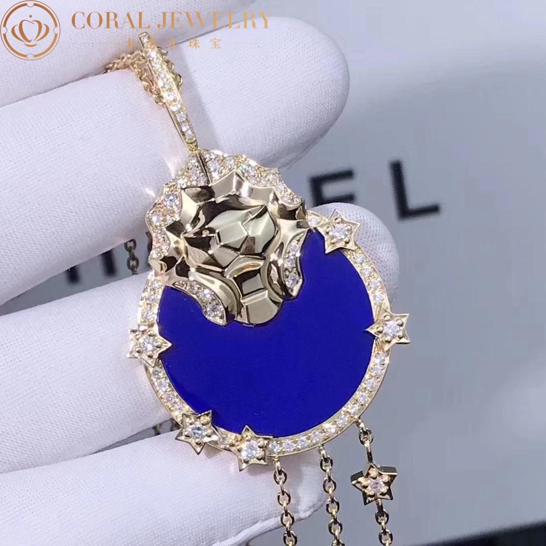 Chanel Lion Médaille Long Necklace 18k Yellow Gold, Diamonds, Lapis Lazuli J11369