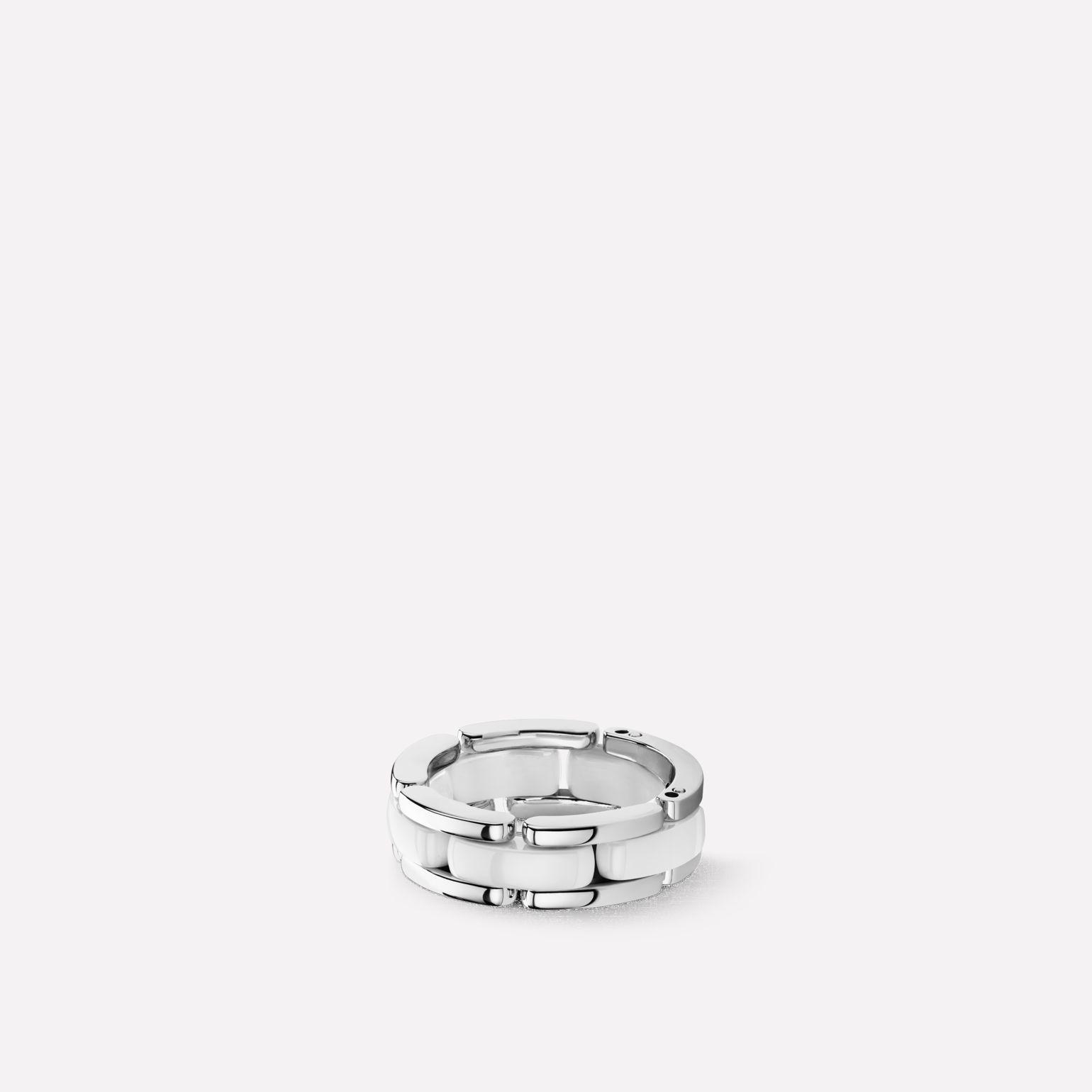 Chanel Ultra Ring Medium Version, 18k White Gold, White Ceramic J2642