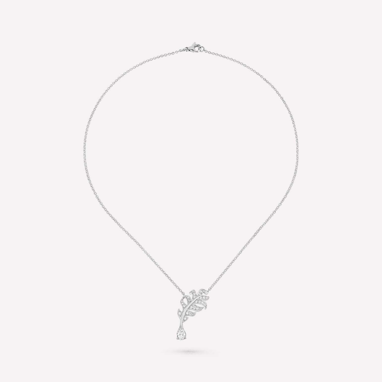 Chanel Plume De Chanel Necklace 18k White Gold Diamonds J10815