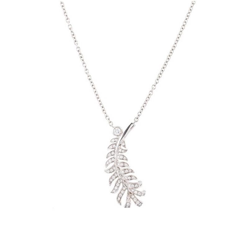 Chanel Plume De Chanel Necklace 18k White Gold, Diamonds J4142