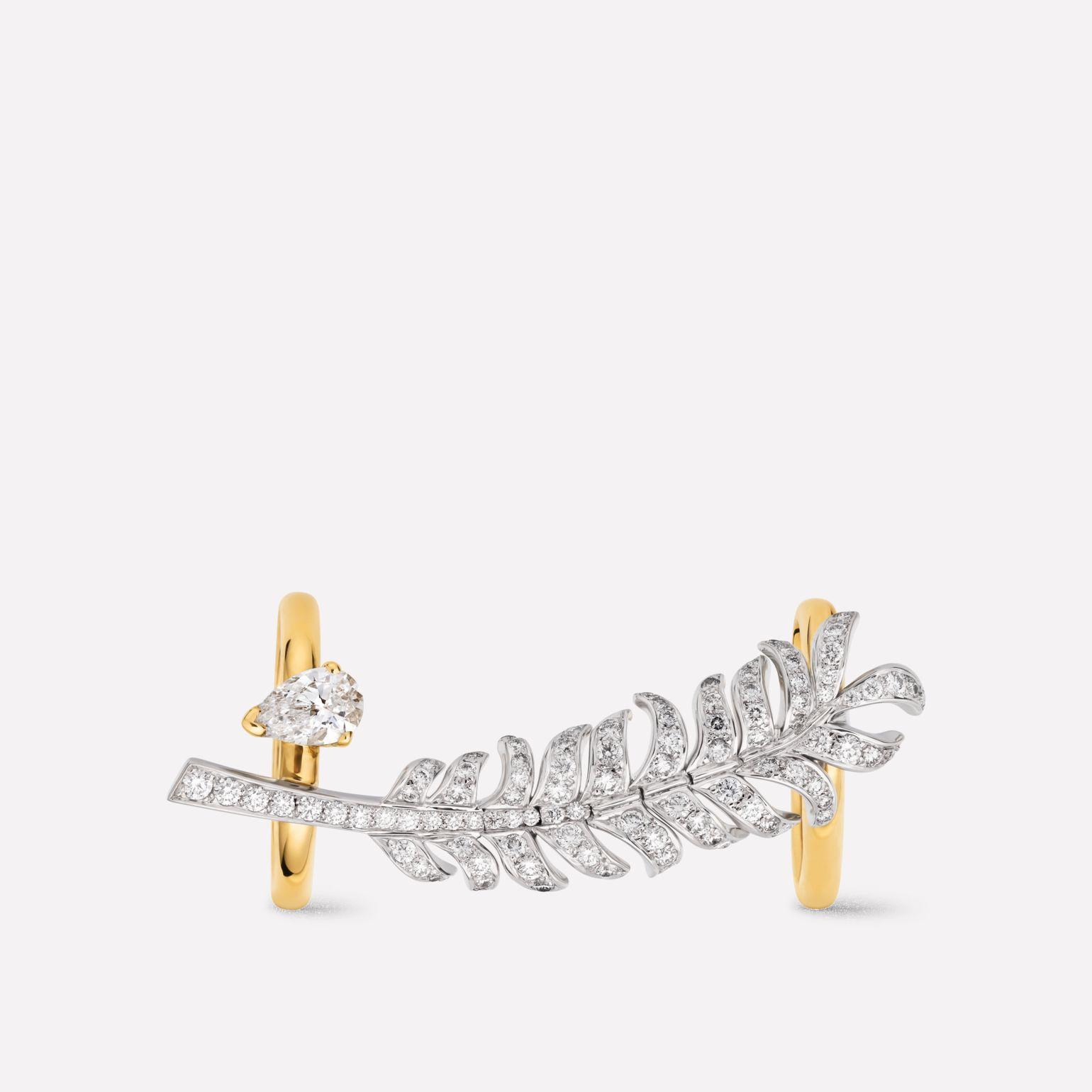 Chanel Plume De Chanel Ring 18k White And Yellow Gold Diamonds J11935