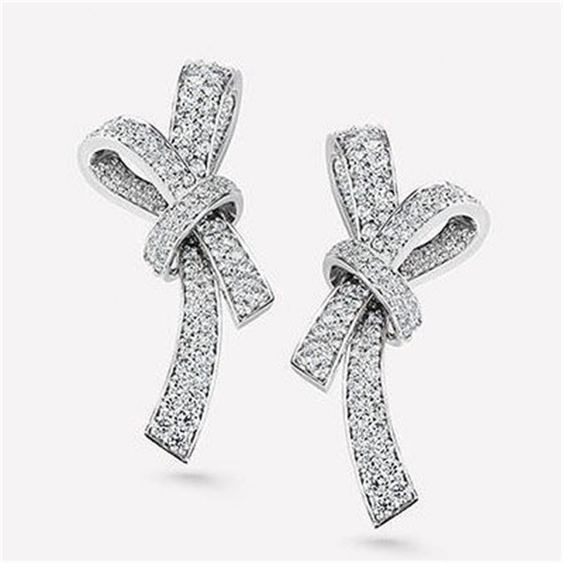 Chanel Ruban Earrings 18k White Gold, Diamonds J60879