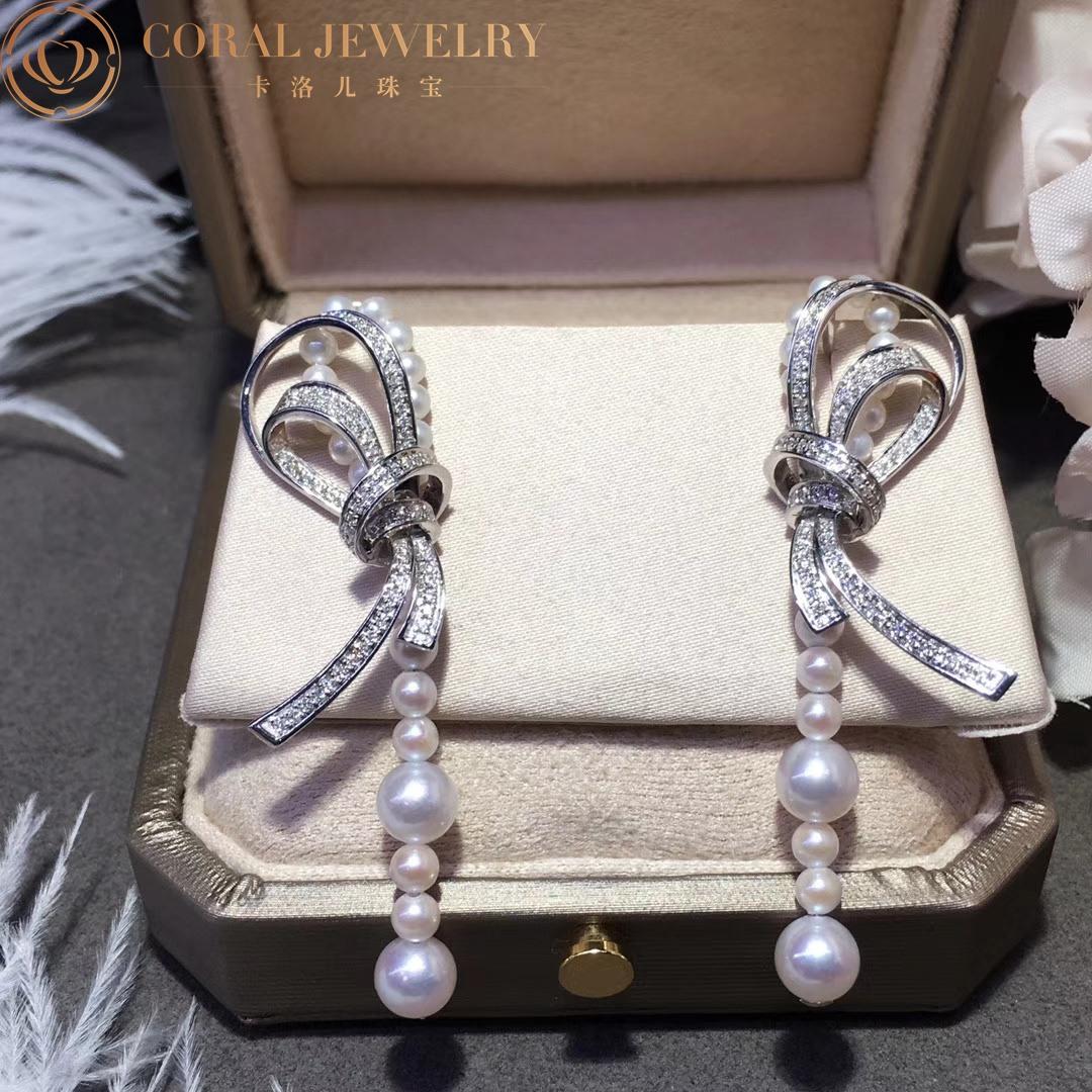 Chanel Ruban Earrings 18k White Gold, Diamonds Pearl