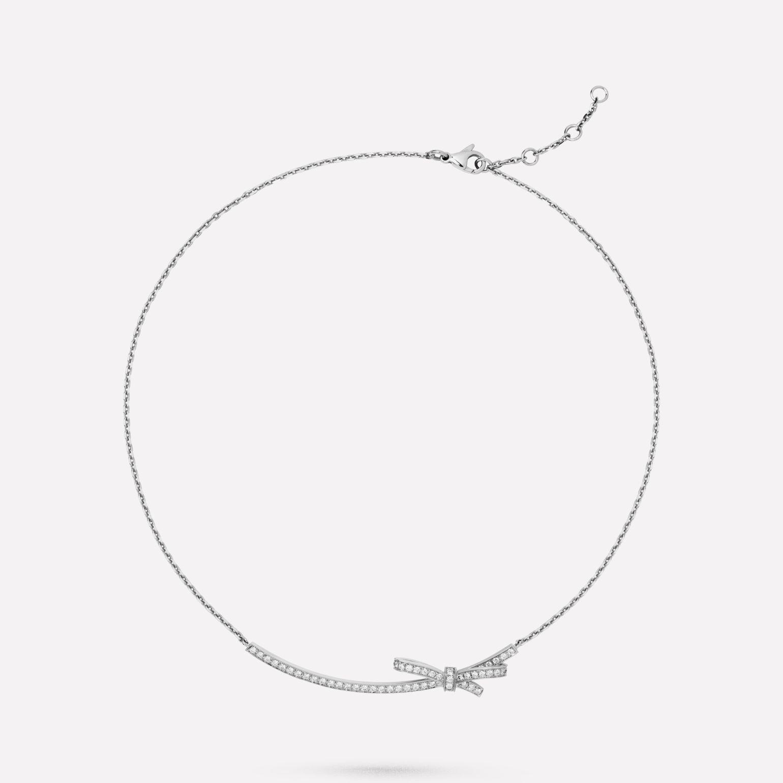 Chanel Ruban Necklace 18k White Gold, Diamonds J11141