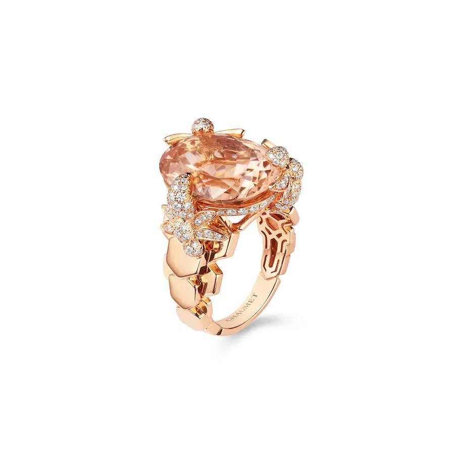 Chaumet Bee My Love Exquises Ring Rose Gold Morganite Diamonds 083933