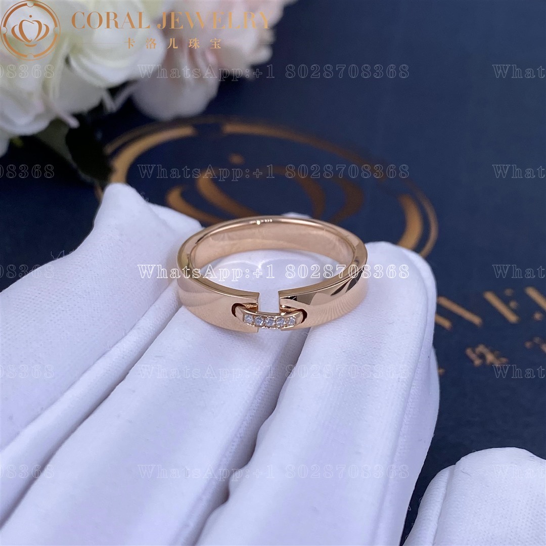 Chaumet Liens Evidence Wedding Band Rose Gold Diamonds 4mm 080542 Coral (7)