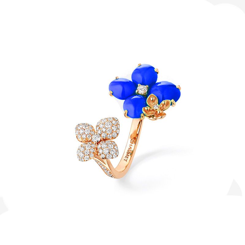 Chaumet Hortensia Pink Gold Diamonds and Lapis lazuli Ring